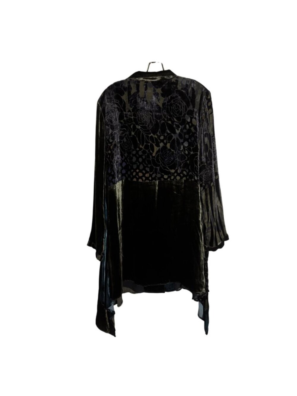 Elegant Anis.A Velvet & Silk Blend Asymmetrical Drape Jacket XL Black/Green - Picture 2 of 12